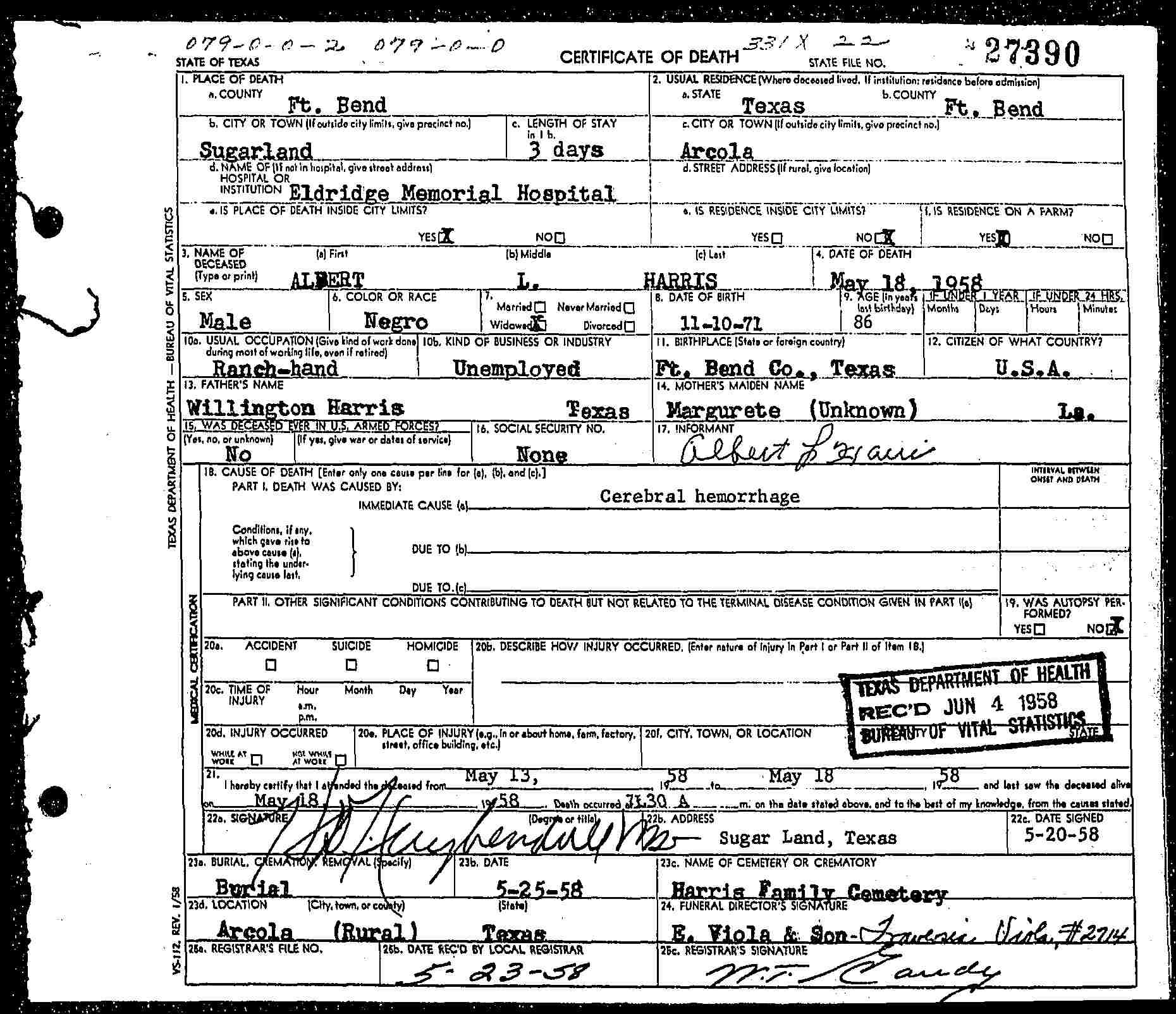 A death certificate of the grave uncovered by digging at the wrong location.